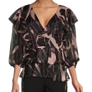 TED BAKER London Jasmyna Woven V-Neck 3/4 Blouson - Size 2